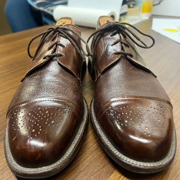 Johnston & Murphy Cellini Cap Toe Italian Brown Leather Dress Shoe Size 9.5M - Picture 3 of 11